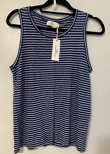 VINEYARD VINES Canotta in lino a righe blu a righe Deep Bay - Taglia M - NUOVO - Foto 1 di 8