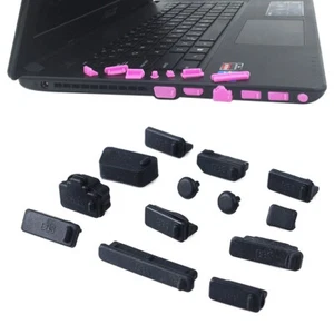 Tappi antipolvere universali in silicone 13 in 1 per laptop (nero) USB,HDMI,VGA - Photo 1/7