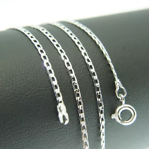 Silver Rhodium 46cm 18'' Flat Curb Cuban Necklace 2mm Solid Chain for Pendant - Picture 1 of 3