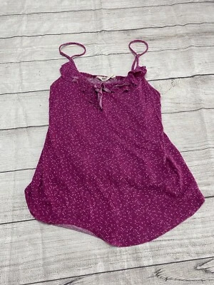 Old Navy Womens Tank Top Yellow White Geometric Spaghetti Strap Ruffles Scoop M - Image 1 of 4