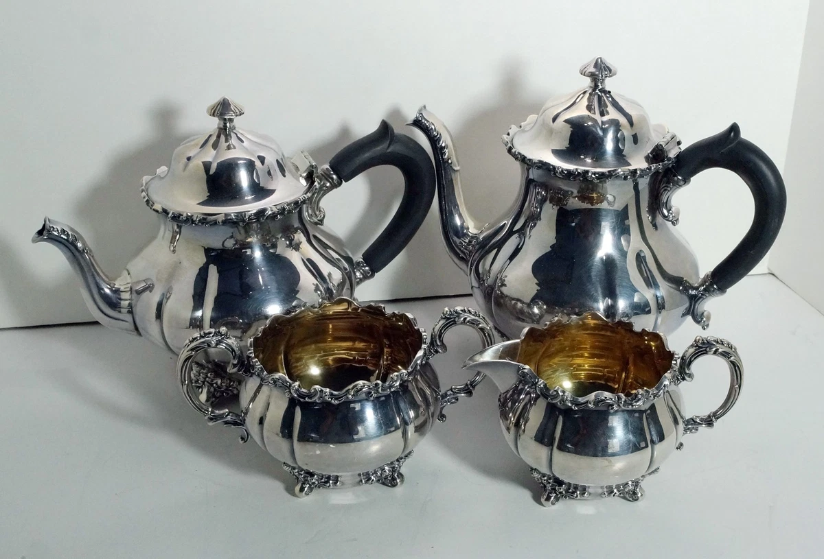 1847 Rogers Bros Antique US Silver-Plated Teapots, Coffee Pots