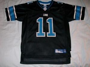 Roy Williams 11 Detroit Lions Black Reebok On Field NFL Jersey Youth Large 14-16