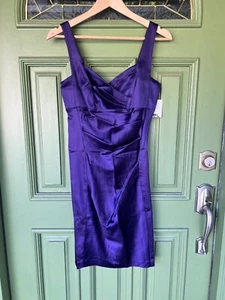 Donna Morgan Mini Dress Satin Strappy Cocktail Club Y2K | Purple | Womens Size 6 - Picture 1 of 11