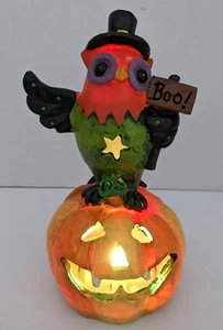 Cracker Barrel Color Changing 7.5" Halloween Owl On Pumpkin with LED Light - Picture 1 of 14