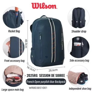Mochila Tenis Wilson Roland Garros 2025 Abierta Francesa, Azul Oscuro, Totalmente Nueva - Imagen 1 de 6