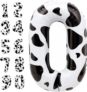 Large 40 Inch Cow Print Number 0 Balloon Birthday Decorations Supplies, Number 0 - Picture 1 of 7
