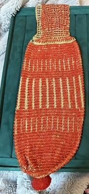 Antique 1920s Art Deco Orange Glass Bead Fancy Long Pouch Flapper Purse - Image 1 of 4