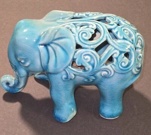 Ceramic Turquoise Elephant - Picture 1 of 7