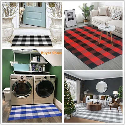 EARTHALL Buffalo Plaid Area Rugs Washable Reversible Carpet Indoor Outdoor Mats