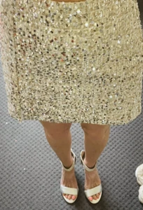 Valley Girl Sequined Mini With Split Skirt Size 8 Silver Brand New With Tags - Picture 1 of 8