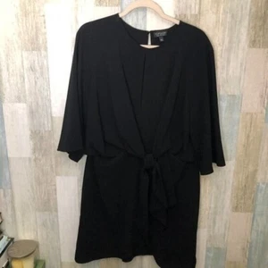 TOPSHOP LBD Tie Waist Mini Dress Womens size 12 Black Devil Wears Prada NEW - Picture 1 of 7