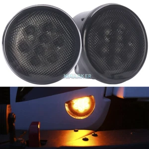 2pc Front LED Turn Signal Lights Smoke Lens Amber for Jeep Wrangler JK 2007-2018 - Bild 1 von 15