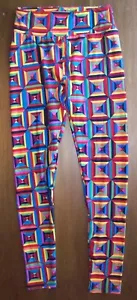 EUC LuLaRoe Bright Geometric Print Leggings OS One Size Super Soft - Picture 1 of 3
