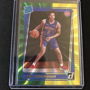 2021-22 Donruss Cade Cunningham Green Yellow Laser Rookie Card RC PISTONS - Bild 1 von 2