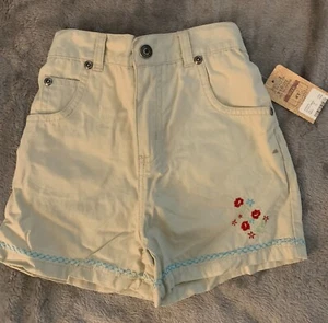 Cherokee Girls 100% Cotton Shorts Size 4T Beige w/ embroidery zip closure - Picture 1 of 7