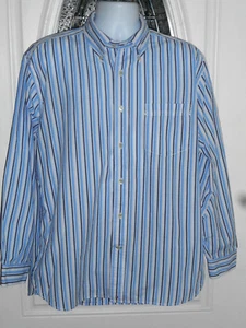 Tommy Hilfiger Shirt Men's Large L/S Button Down Blue & White Striped EUC - Picture 1 of 1