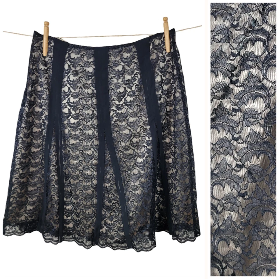 Falda Axcess Talla 10/12 Mediana Capas Encaje Negro Hasta la Rodilla Alt Foto 1 de 4