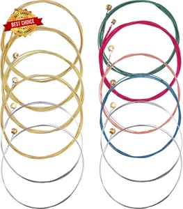 2er-Set Stahl-Gitarrensaiten für Akustikgitarre gelb & mehrfarbig - Bild 1 von 7