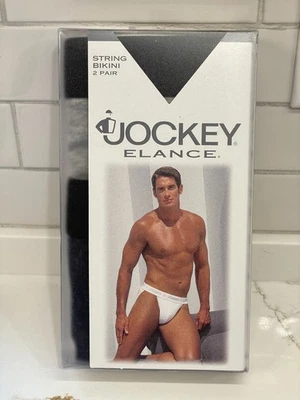 Nuevo bikini vintage Jockey Elance para hombre de cuerda media negro gris paquete de 2 algodón 1996 Foto 1 de 3