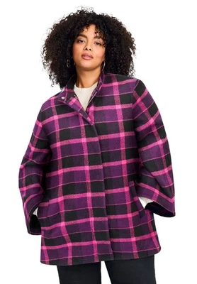 Abrigo con capa de lana cepillada talla grande Avenue para mujer Foto 1 de 2