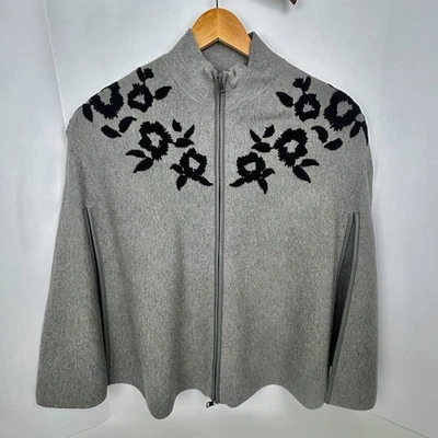 Chico's faux leather trim and embroidered poncho oversized S/M soft touch - Image 1 of 4