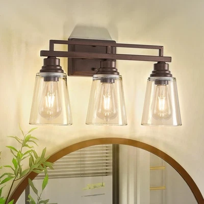 浴室梳妆灯,浴室灯装置在镜上,油擦青铜... — 第 1/4 张图片