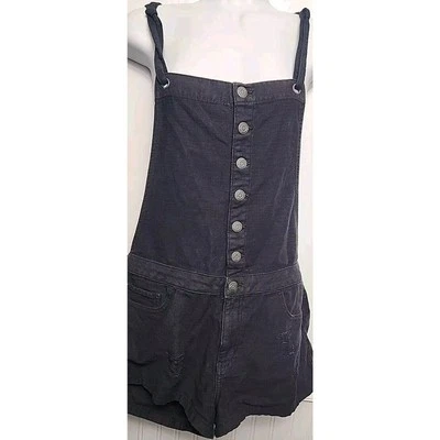 Mono corto de mezclilla negro envejecido American Eagle M correas de corbata Foto 1 de 4