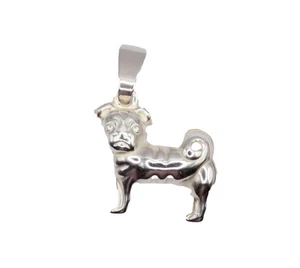 Mops 3D Charm Anhänger .925 Sterling Silber Anhänger - Hund Mops Silber Charm - Bild 1 von 4