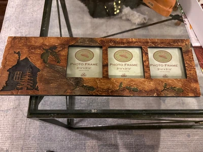 "Casa rústica de 15,5"" rústica para vivir albergue marco tallado/nota de pared posterior gran lobo" Foto 1 de 4