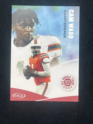 2025 Sage High Series Cam Ward RED HURRICANE Parallel All Rookie Team #163  - Imagem 1 de 2