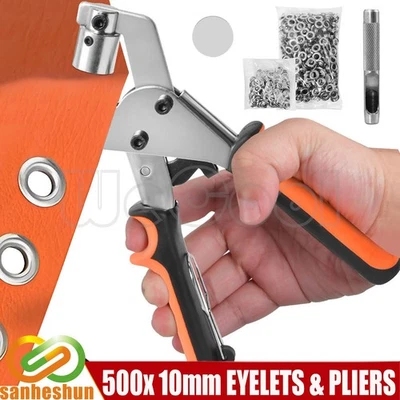 500 TLG Ösen Rundösen 10 mm Set mit Ösenzange Für Planenösen Gartenplane LKW - Bild 1 von 4