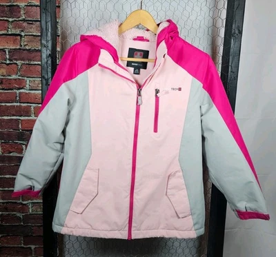 Girls' Swiss Tech Pink Grey Fleece Lined Coat Size 10/12 - Image 1 of 4
