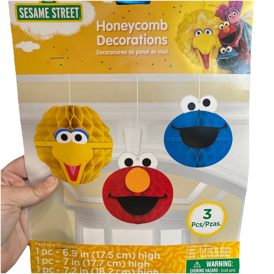 Nuevo 2-JUEGOS DE DECORACIONES COLGANTES DE PANAL CALLE SÉSAMO Elmo Big Bird Cookie Foto 1 de 4