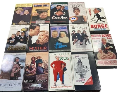Vintage 70s 80s 90s Comedy VHS Lot Benny Hill Grumpy Old Men Victor Borge Qty 14 - Image 1 of 4