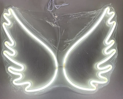 ULALAZA LED Neon Schild Engel Flügel Kaltweiß USB Wand Deko 5 kWh/1000h Leuchtreklame
