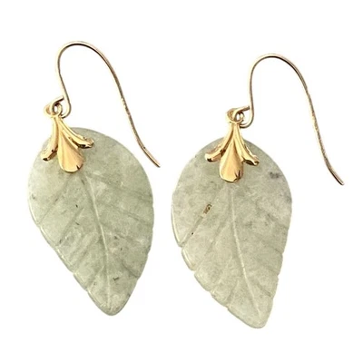 Pendientes hoja crisoprasa oro 14K Foto 1 de 4