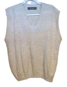 VTG Protege Sweater Vest V-Neck Men LG Beige USA Grandpa Academia Wool Alpaca - Picture 1 of 10
