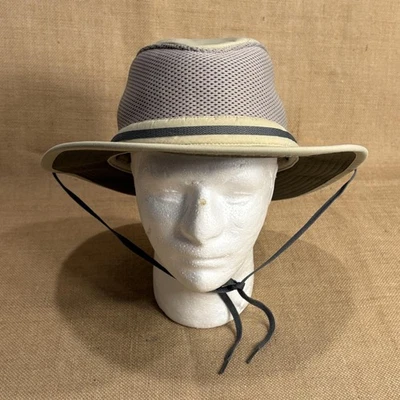 Sombrero Tilley Boonie Ajustado Hombres XL 7.5 Caqui Gris Malla Airflo Ala Ancha Mentón Correa Foto 1 de 4