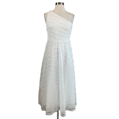 Vestido de cóctel para mujer AQUA talla 6 blanco encaje un hombro línea A midi Foto 1 de 4