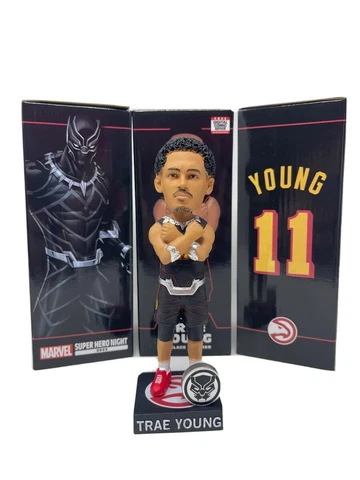 Trae Young Atlanta Hawks Black Panther Marvel Bobblehead In Hand MCU Comics Cover