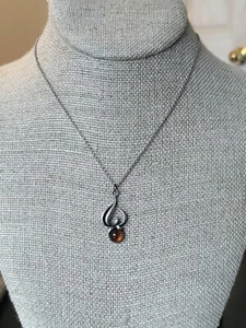 Vtg Tiffany Co Elsa Peretti Sterling Silver Amber Apple Pendant Necklace 16" WOW - Picture 1 of 11