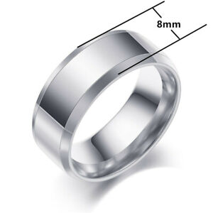 Stainless Steel Ring Band Titanium Women Men Wedding Rings 6MM 8MM Wide Sz5-12