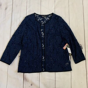 LuLaRoe elegante Stella Gr. XL blau Spitze Bolero vorne offen Jacke 3/4 Arm NEU - Bild 1 von 9