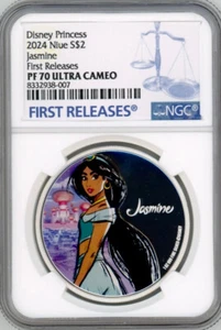 2024 Niue Disney Princess Jasmine NGC 70 FR 1 oz Silver Colorized Proof Coin - Picture 1 of 7