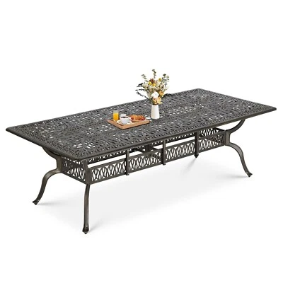 Large Patio Dining Table Outdoor Cast Aluminum Rectangular Table for 8-10 Person - Image 1 of 4