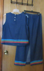 Denim*Pine Cove*Ladies Jeans set Top skirt Suit,Blue Embroidered,Sz 8,100%Cotton