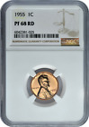 :1955 1C LINCOLN CENT RARE NGC PF-68-RD PROOF RED LOW-POP HIGH-GRADES