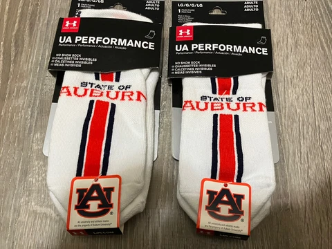 NWT Under Armour Performance State Of Auburn Ankle No Show Socks Large Set Of 2 Cover
