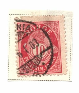 NORWAY1893-1898 Posthorn 10ore Carmine Stamp Lightly Hinged                     - Picture 1 of 1
