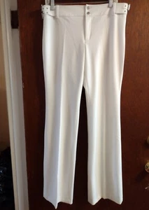 Sexy Vertigo Paris Pants With Side Buckles Womens 42 US 10 White Straight Flare - Picture 1 of 6